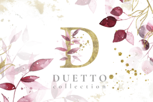 Duetto Gold Watercolor Leaf Illustrations