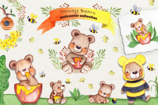 Honey Bears Watercolor Collection Illustrations