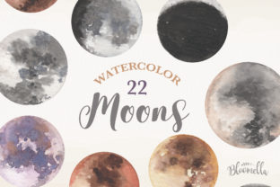 Moon Watercolor Sky Night Painted Dark Illustrations
