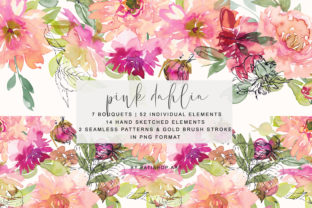 Pink Dahlia Clipart for Handmade Illustrations