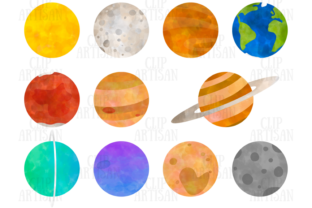 Planets Clipart Watercolor Solar System Illustrations