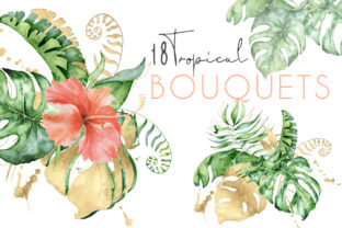Tropical Bouquets Watercolor Jungle Clipart
