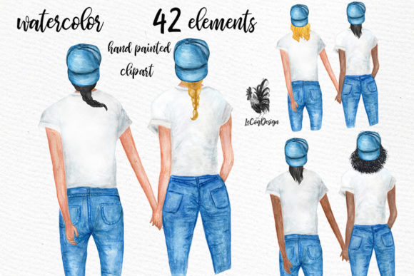 Watercolor Best Friends Clipart & Illustrations