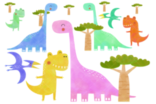 Watercolor Dinosaur Clipart Prehistoric Illustrations
