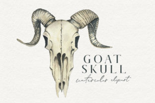 Watercolor Goat Skull Clipart & Illustrations