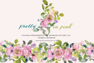 Watercolor Pastel Pink Sage Flowers Clip & Illustrations