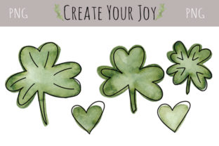 Watercolor Shamrocks Clovers Hearts Illustrations